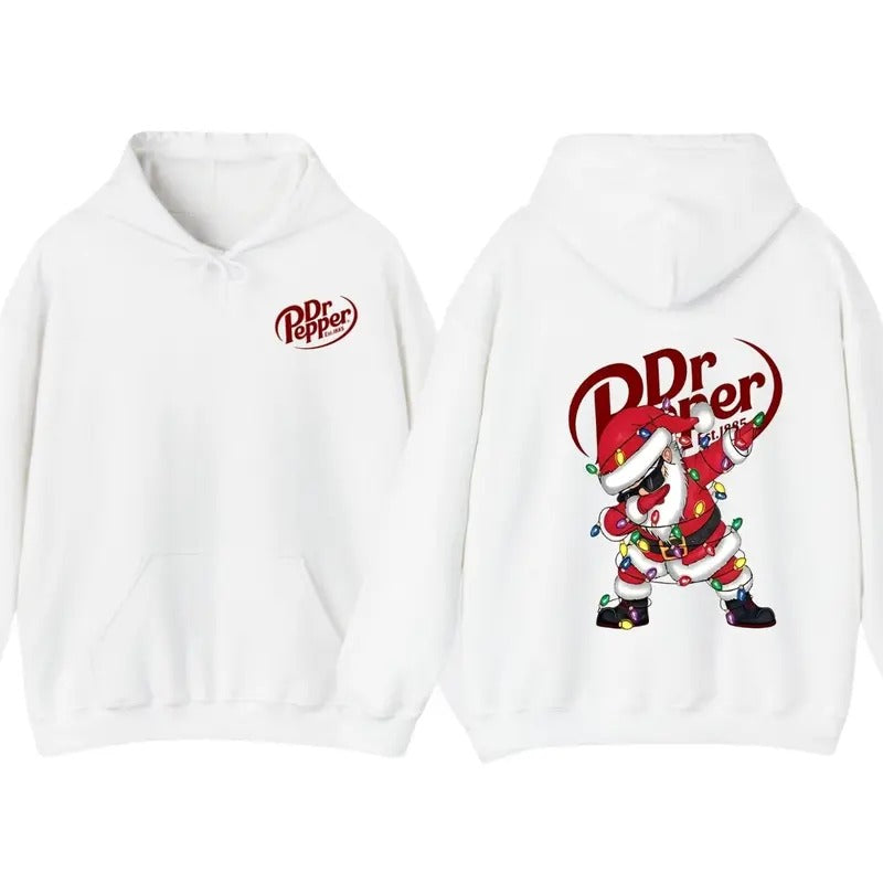 Dabbing Santa Claus With Dr. Pepper 2 Sided Hoodie T-shirt, Unisex Hoodie Warm And Comfortable Christmas Gift Tee, Trendy...