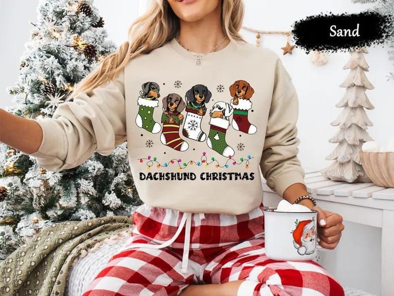 Dachshund Christmas Sweatshirt, Dachshund Christmas Shirt, Dachshund Dog Lover Sweatshirt, Dachshund New Year Shirt,...