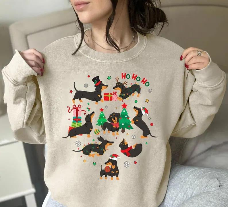 Dachshund Christmas Sweatshirt, Dachshund Xmas Sweater, Christmas Dog Shirt, Xmas Dachshund Tee, Christmas Gift For Dog...