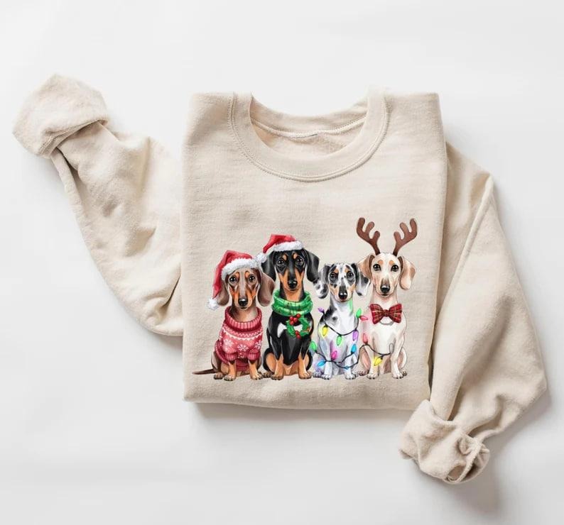Dachshund Christmas Sweatshirt, Dog Lover Gift, Holiday Sweaters, Christmas Dachshund Shirt, Christmas Crewneck, Dog Mom...