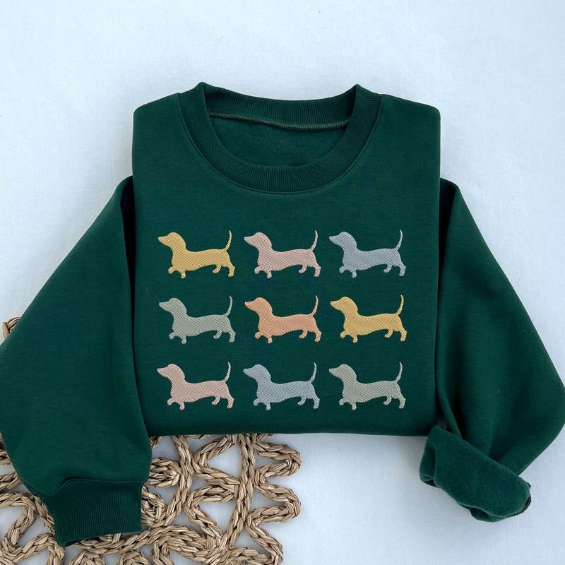 Dachshund Embroidered Sweatshirt, Dog Embroidered Crewneck, Gift Sweater for Dog Lovers T-Shirts, Hoodie | WearSparks.com