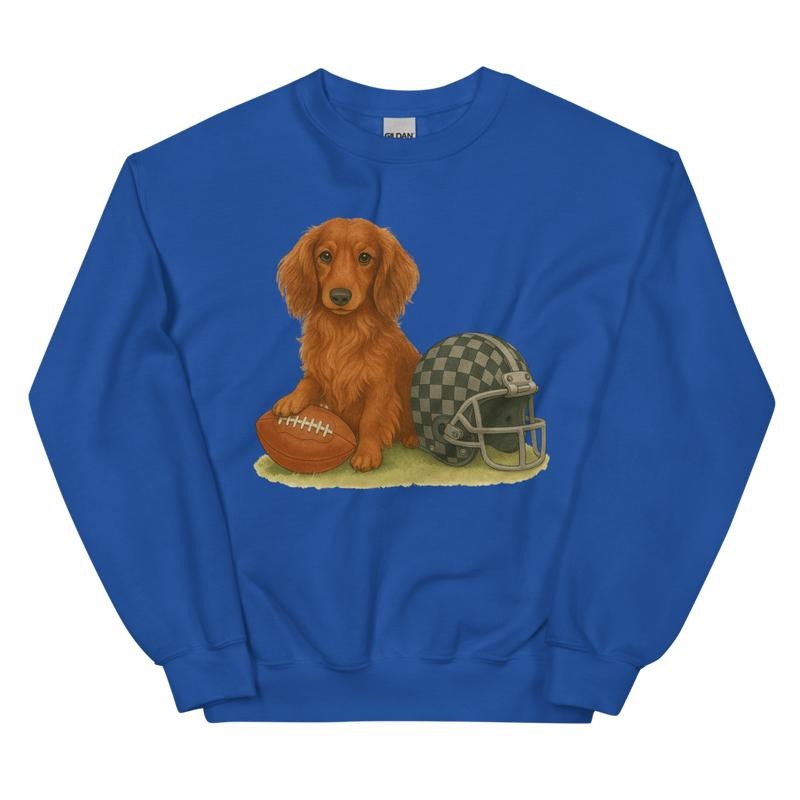 Dachshund Football Sweatshirt - Unisex Apparel Relaxed Fit Printed In The USA Clothing Womenswear Casual Comfort Cotton...