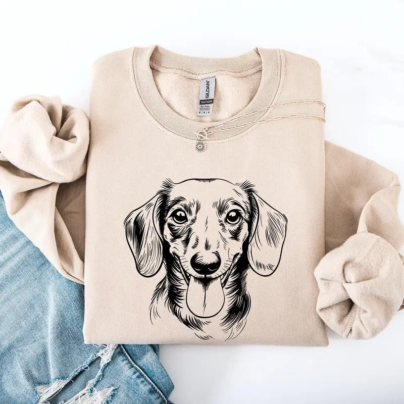 Dachshund, Pet, Dog Breed Sweatshirt, Crew Neck, Women's, Crewneck T-Shirts, Hoodie | WearSparks.com