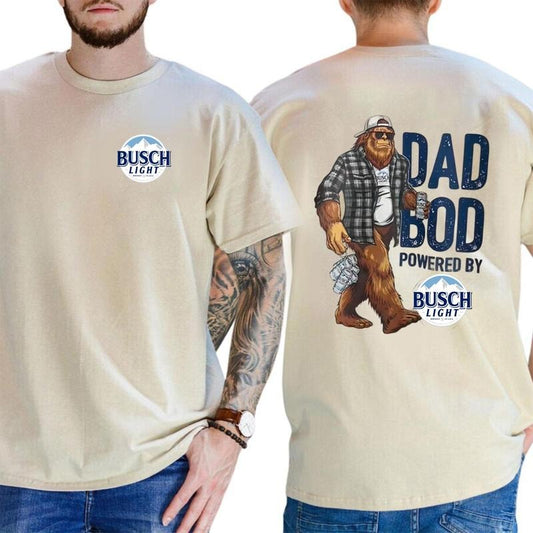 Dad Bod Powered by Busch Light Funny Bigfoot Sasquatch Shirt, Gift for Husband