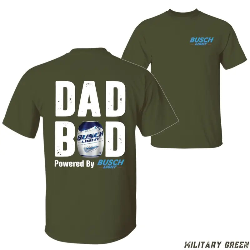 Dad Bod Powered by Busch Light T-Shirt - Unisex Casual Tee with Beer Can Design, 100% Cotton, Fun & Bold, Black (Not...