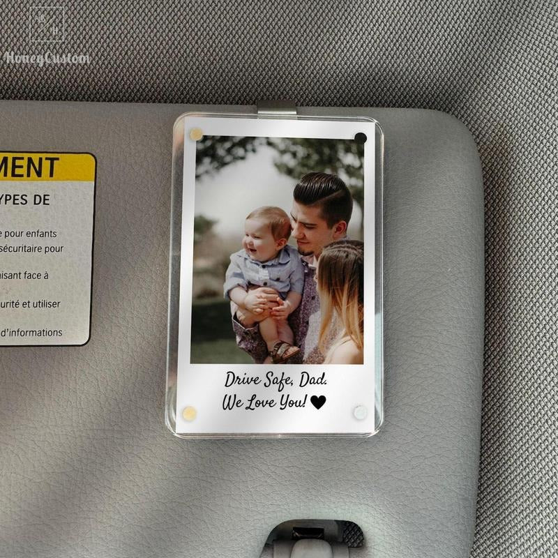Dad Gifts Custom Photo Car Visor Clip Personalized Father's Day Gift for Him Unique Gift for Dad