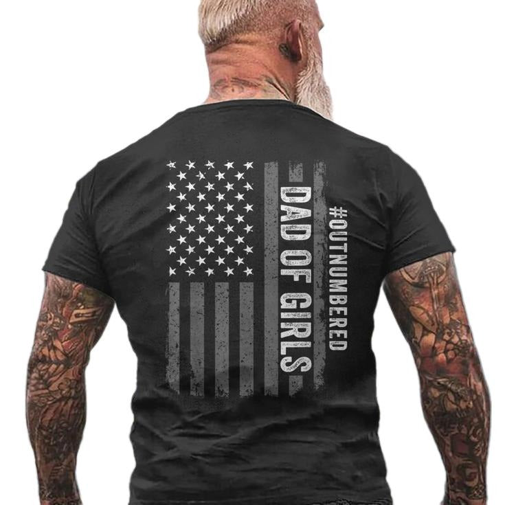 Dad Of Girls Outnumbered Fathers Day For Dad Daughter Men's T Shirt Back Print, Vint*ge Dad Gift From Daughters, Unisex...