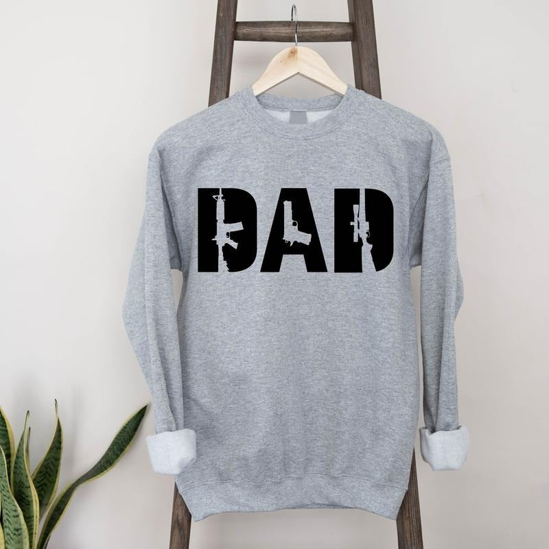 Dad With Gun Sweatshirt, Guns Lover Daddy Hoodie, Second Amendment Sweatshirt, Gun Enthusiast Sweater For Husband,...