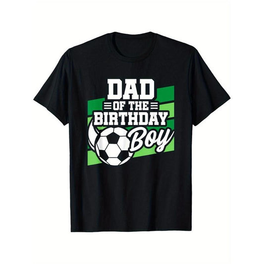 Dad's Soccer-Themed Cotton T-Shirt - Casual, Stretchy & Breathable with Boat Neck