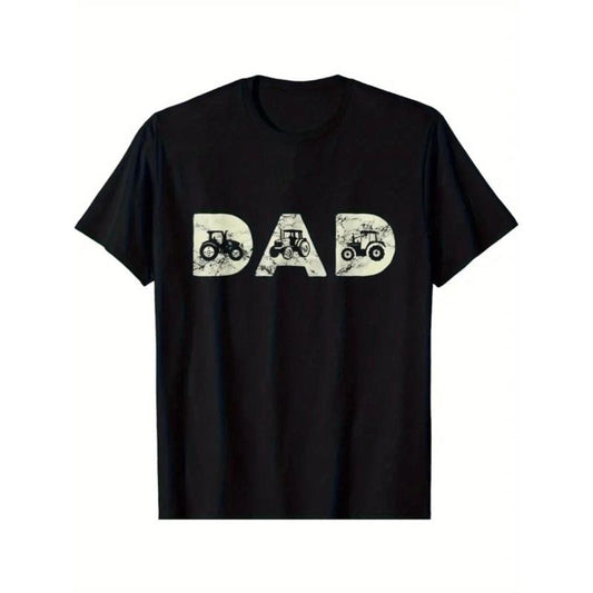 Dad's Tractor Lover" Humorous Cotton T-Shirt, Short Sleeve, Crew Neck, Black | Perfect for All Seasons Made in USA...