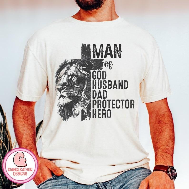 Dad shirt,Christian shirt,Man of God shirt,bible verse shirt,Jesus shirt,dad lion shirt,father shirt,christian cross...