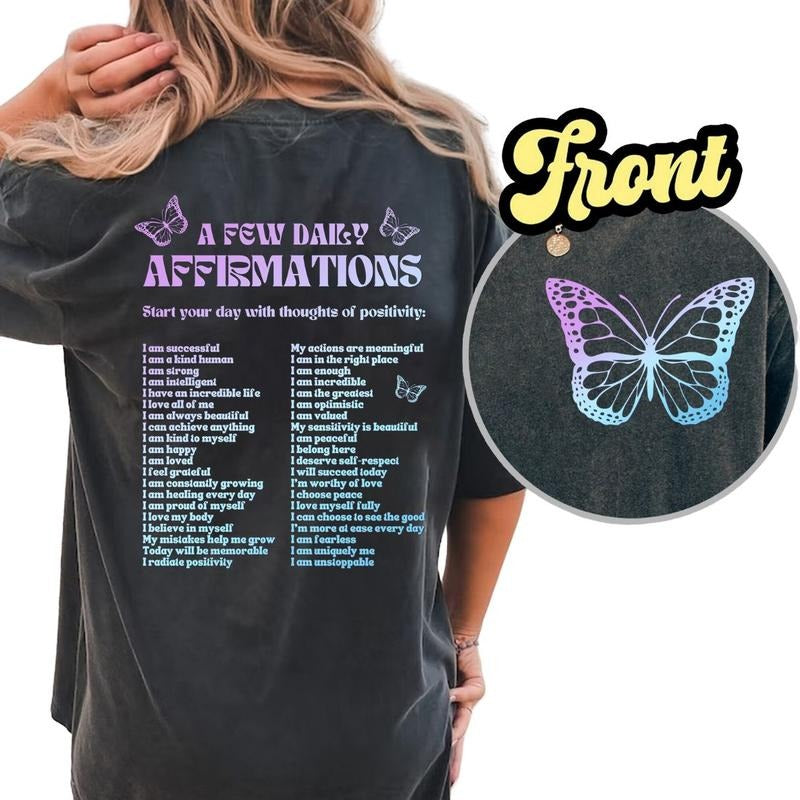 Daily Affirmations Shirt, Motivational Quote Comfort T-shirt, Positive Vibes Tee For Women, Daily Reminders Graphic...