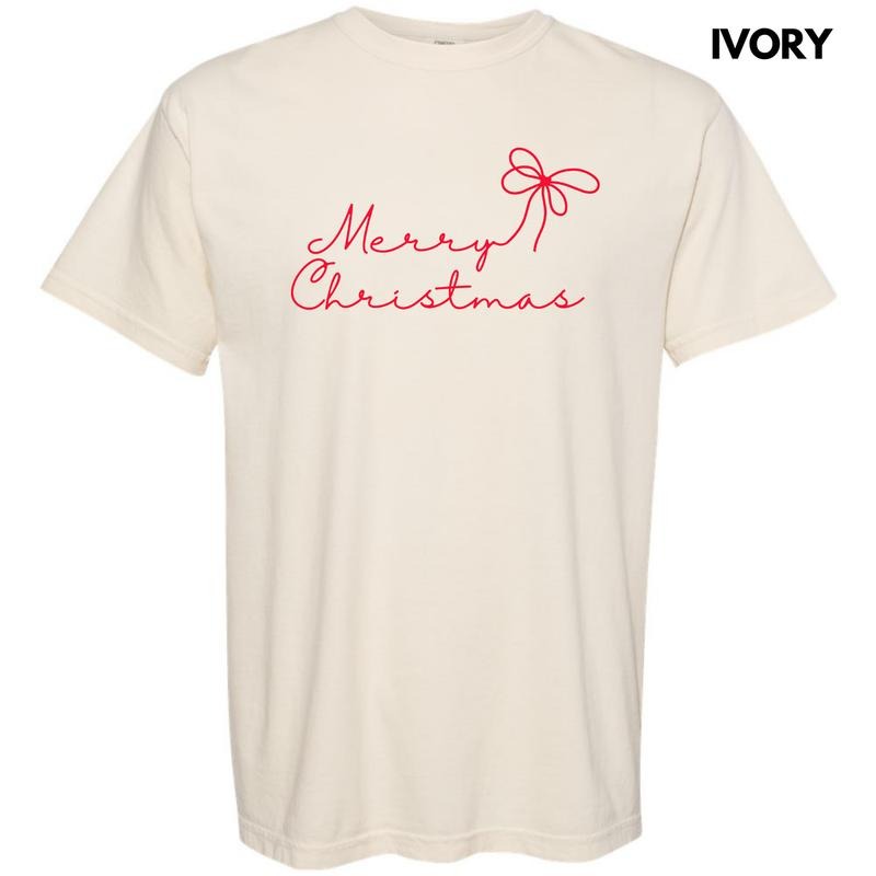 Dainty Script Red Merry Christmas Comfort Colors T-Shirt 'NLB' Hoodie, Sweatshirt | WearSparks.com