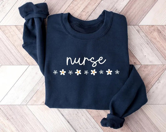 Daisy Nurse RN Sweatshirt, Nurse Sweater, Nursing Crewneck, BSN RN ER Graduation Gift For New Nurse, Nurse Shirt, Floral...