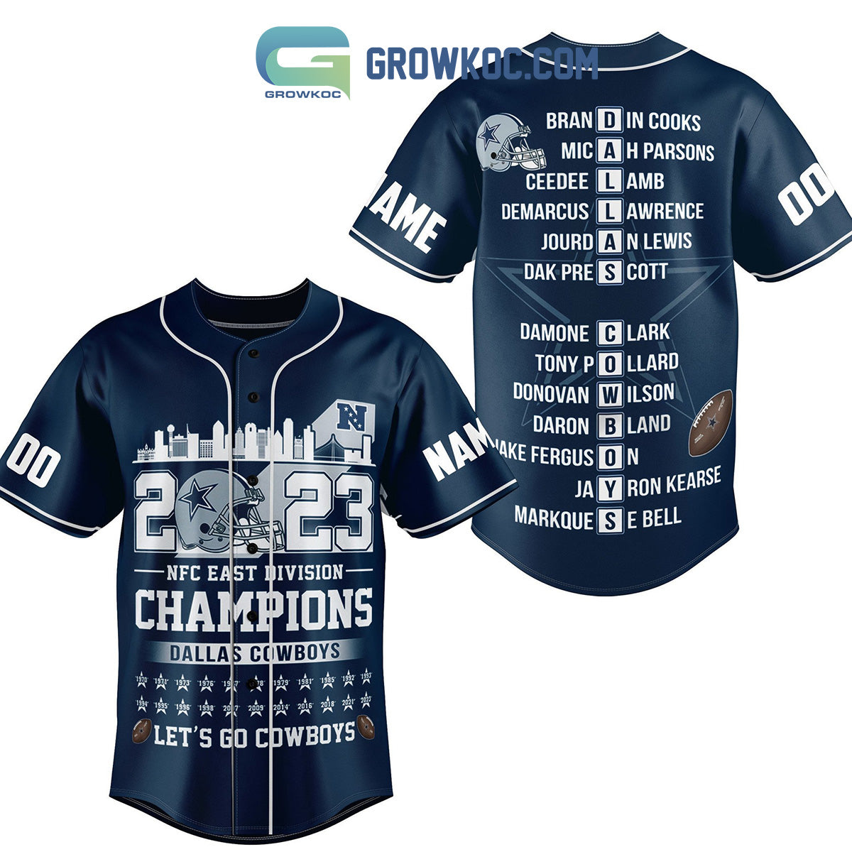 Dallas Cowboys 2023 NFC East Division Champion Fan Personalized Baseball Jersey