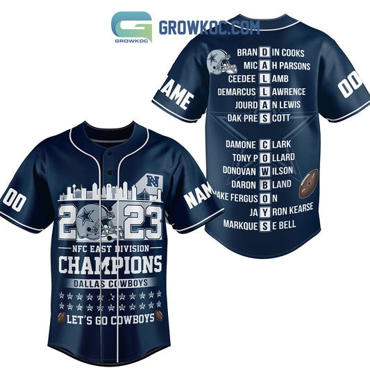 Dallas Cowboys 2023 NFC East Division Champion Fan Personalized Baseball Jersey