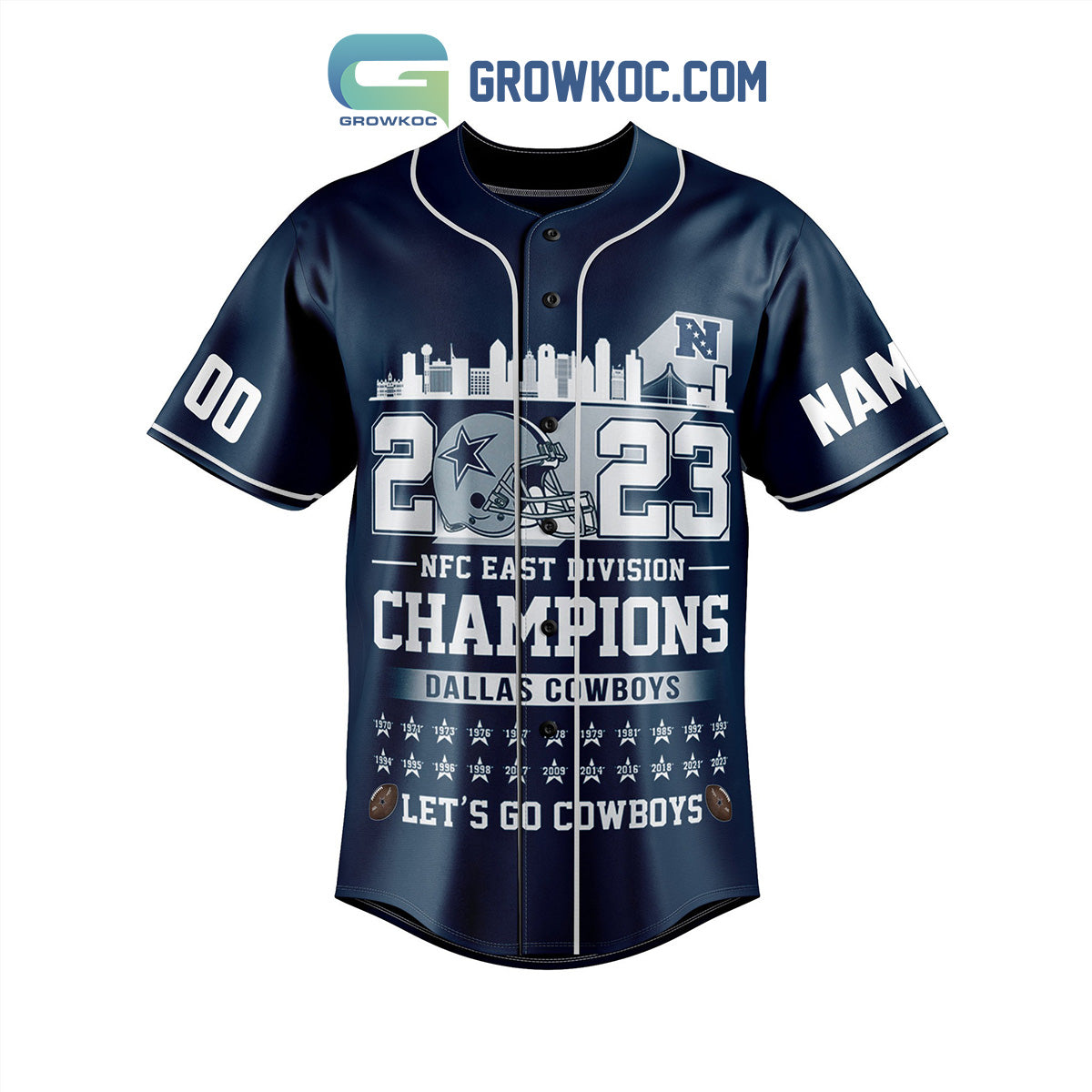 Dallas Cowboys 2023 NFC East Division Champion Fan Personalized Baseball Jersey