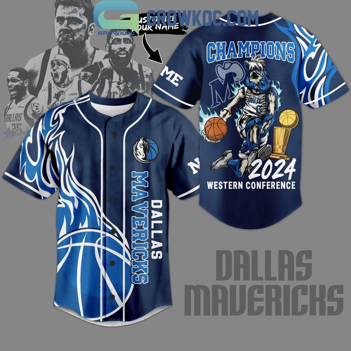 Dallas Mavericks 2024 Champions Personalized Baseball Jersey Navy