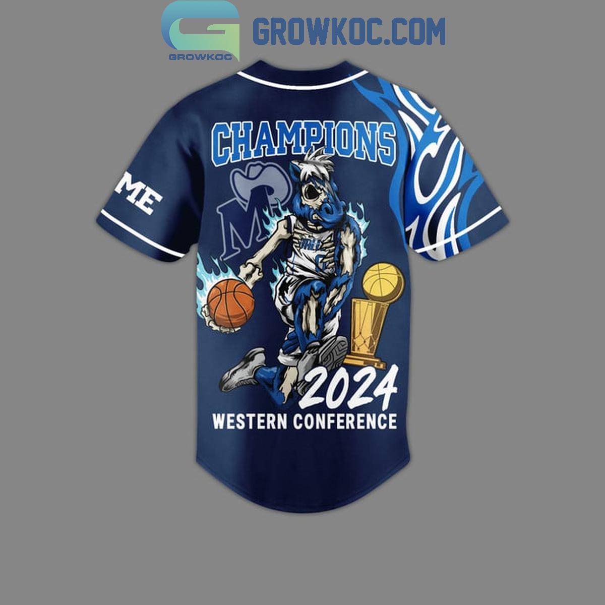 Dallas Mavericks 2024 Champions Personalized Baseball Jersey Navy