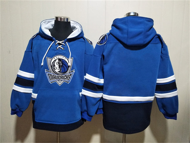 Dallas Mavericks Blank Blue Navy Ageless Must-Have Lace-Up Pullover Hoodie