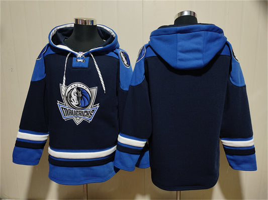 Dallas Mavericks Navy Black Lace-Up Pullover Hoodie