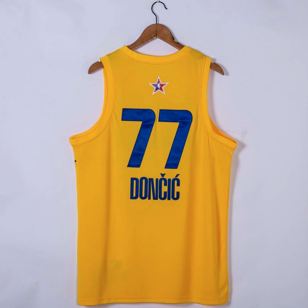 Dallas Mavericks #77 Luka Doncic 2021 All-Star 77 # Yellow Style 1