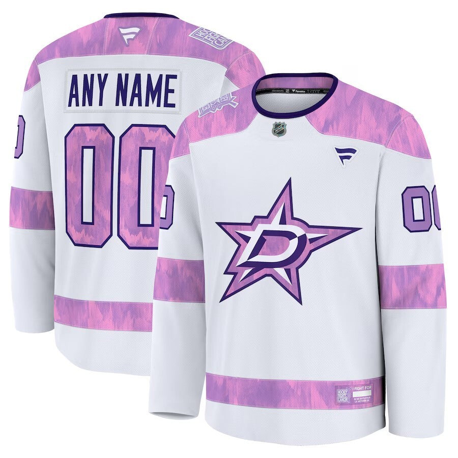 Dallas Stars Fanatics 2024 Hockey Fights Cancer Custom Practice Jersey - White