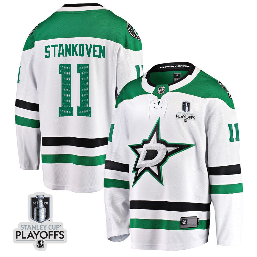 Dallas Stars #11 Logan Stankoven 2024 NHL Playoffs Patch Away Breakaway Jersey