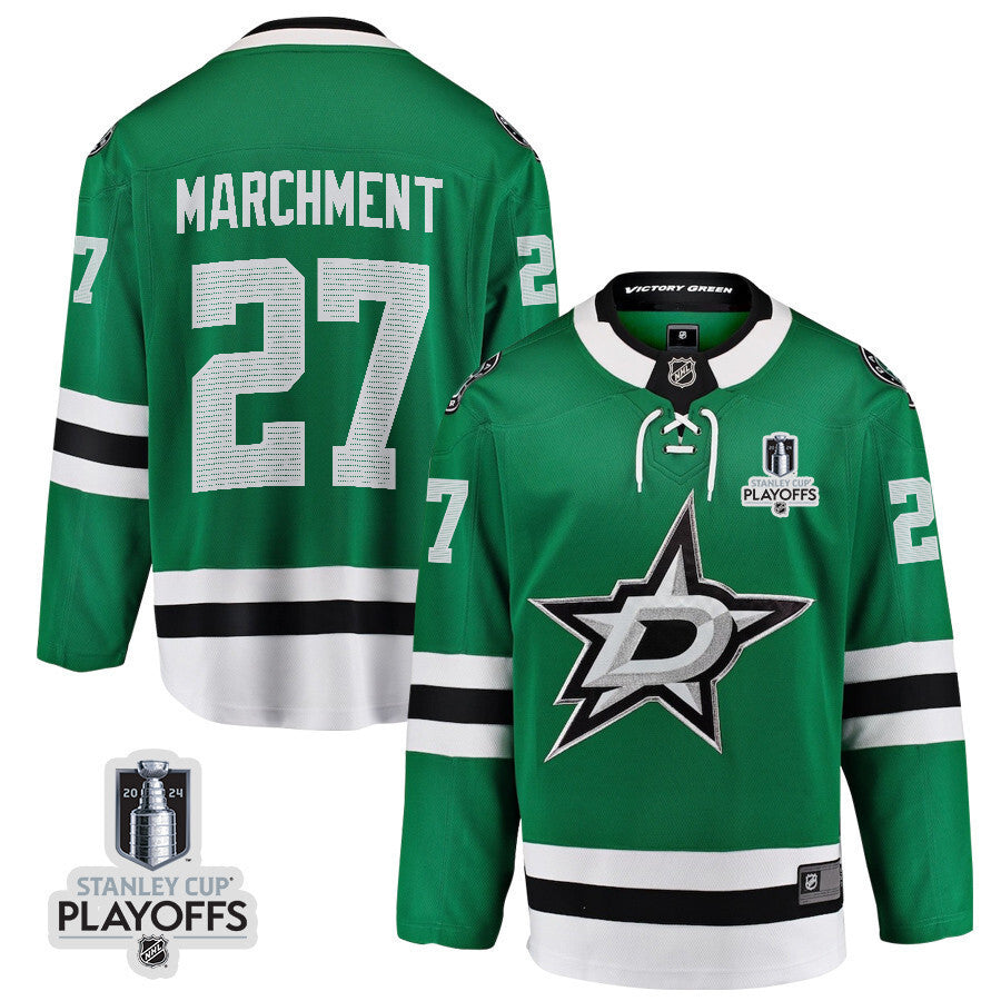 Dallas Stars #27 Mason Marchment 2024 NHL Playoffs Patch Home Jersey