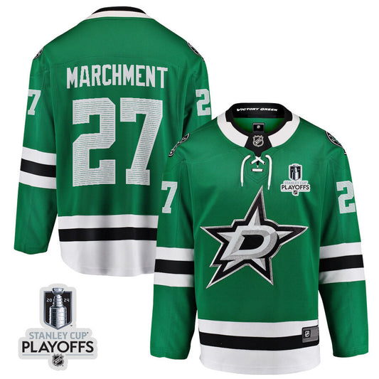 Dallas Stars #27 Mason Marchment 2024 NHL Playoffs Patch Home Jersey