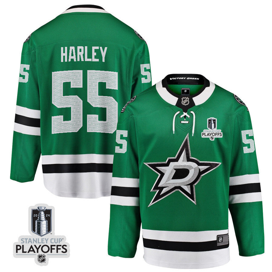 Dallas Stars #55 Thomas Harley 2024 NHL Playoffs Patch Home Jersey