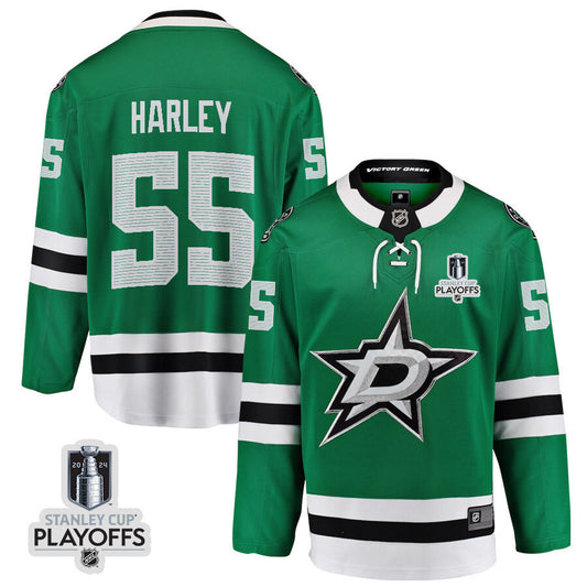 Dallas Stars #55 Thomas Harley 2024 NHL Playoffs Patch Home Jersey