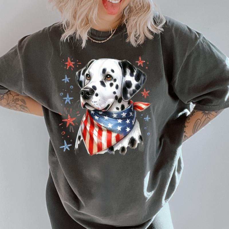 Dalmation Patriotic Dog Shirt ~ Unisex Apparel Relaxed Fit Printed In The USA Clothing Womenswear Casual Comfort Cotton...