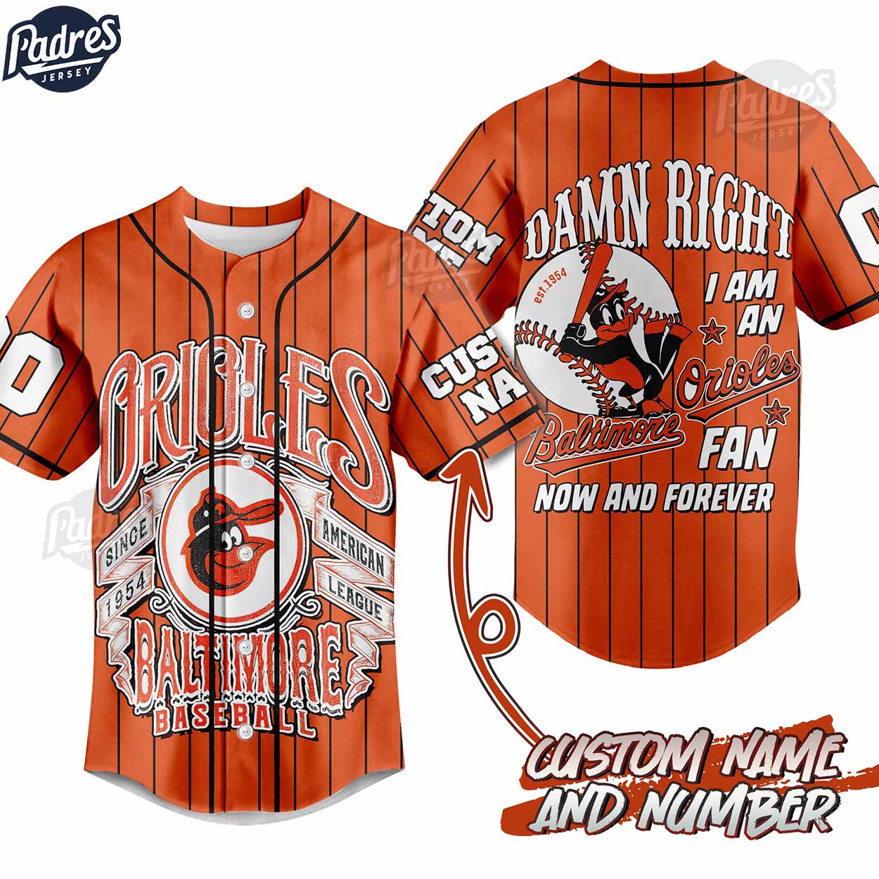 Damn Right I Am A Baltimore Orioles Fan Now And Forever Custom Baseball Jersey - Padres Jersey Oasis: Elevate... (Image 4)