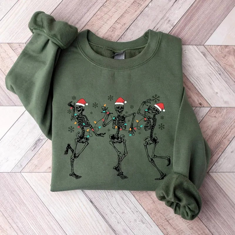 Dancing Skeleton Chirstmas Sweatshirt, Hoodie, Tshirt, Cute Christmas 2024 Gifts | WearSparks.com