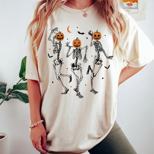 Dancing Skeleton Pumpkin Shirt, Retro Halloween Shirt, Fall Halloween Sweatshirt, Womens Halloween Shirt, Cute Fall...