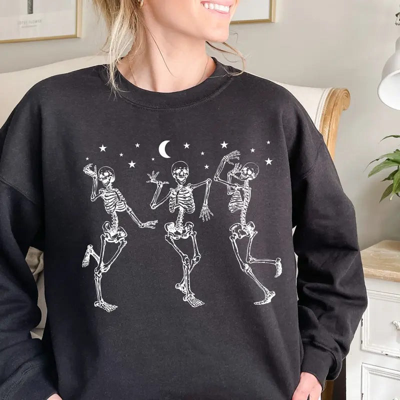 Dancing Skeleton Sweatshirt And Hoodie Funny Halloween Skeleton Sweatshirt Halloween Party Sweatshirt Halloween Costume...