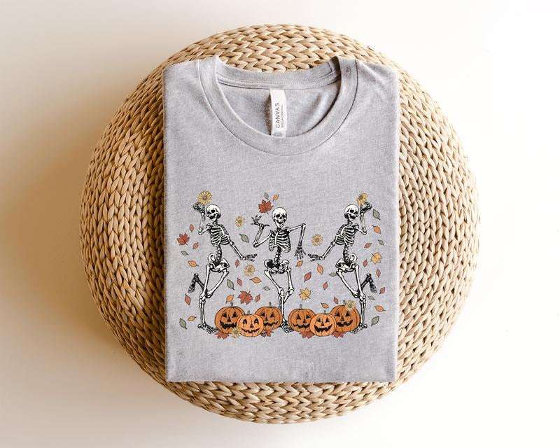 Dancing Skeleton Sweatshirt Pumpkin Sweater Pumpkin Skeleton Shirt Fall Sweatshirt Halloween Party Sweatshirt Spooky...