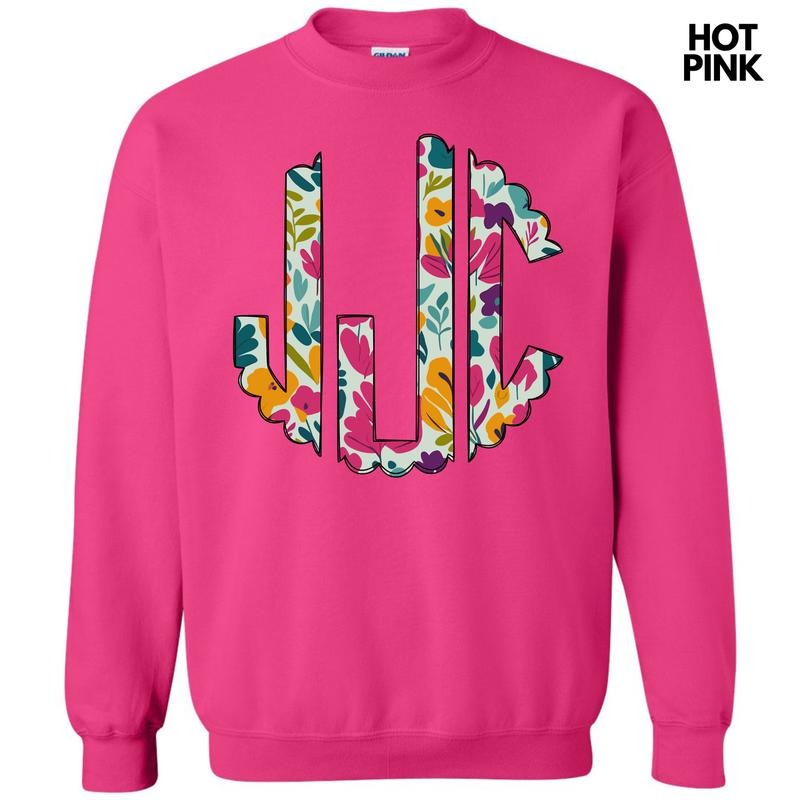 Dark Floral Monogram Sweatshirt 'NLB' T-Shirts, Hoodie | WearSparks.com