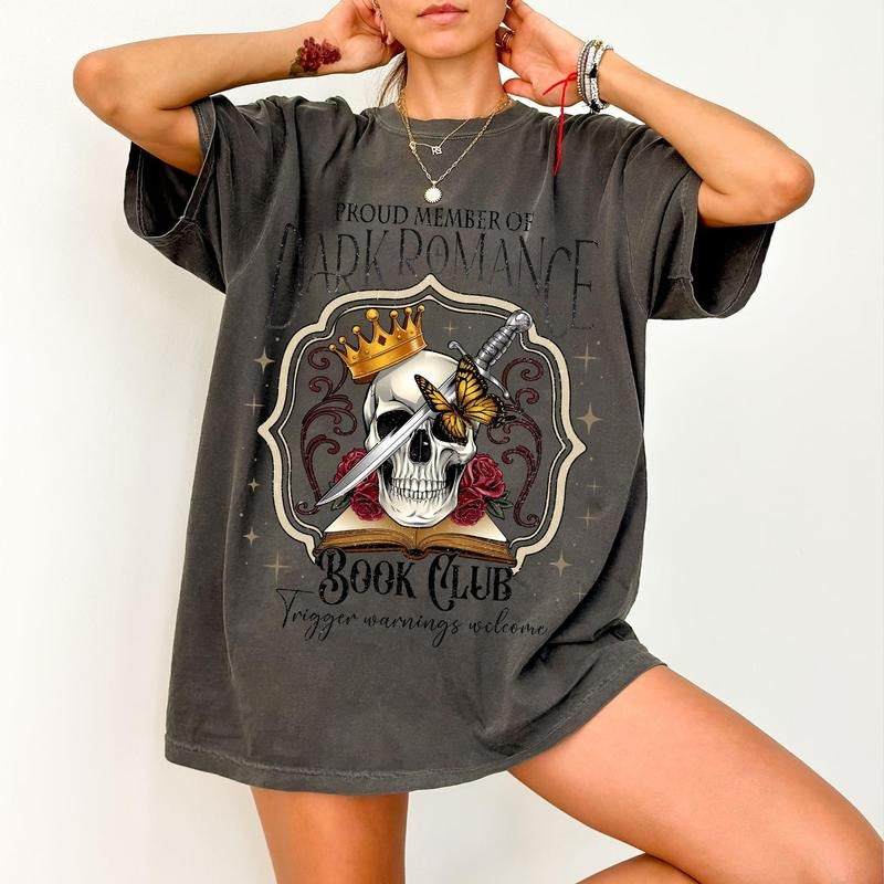 Dark Romance Book Club T-Shirt, Trigger Warnings Sweatshirt, Morally Grey Fan Gift, Bookish Merch for Spicy Book Lovers...