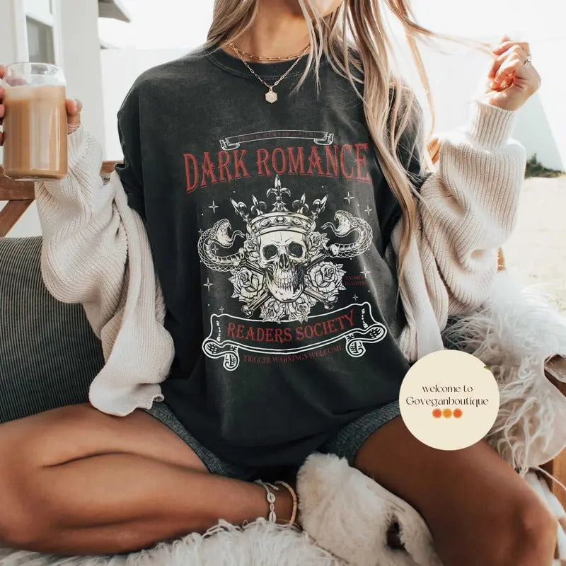 Dark Romance Readers Society  Shirt, Romance Reader, Dark Academia Shirt, Smut Reader, Bookish Shirt, Dark Romance Merch...