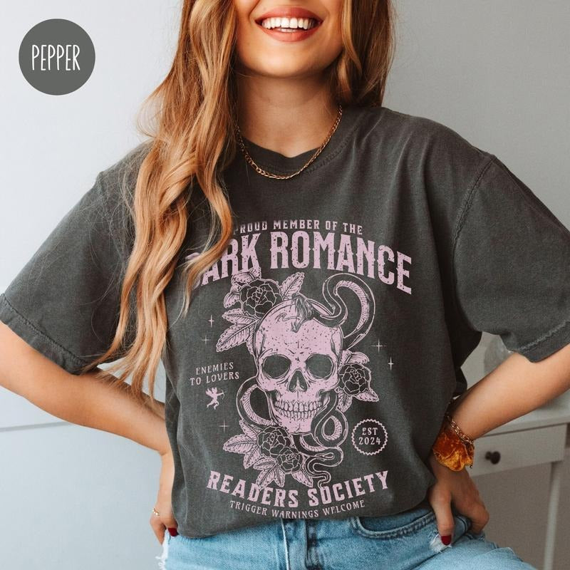 Dark Romance Readers Society Shirt for Romance Reader Dark Academia Shirt for Smut Reader Oversized Bookish Shirt for Her...