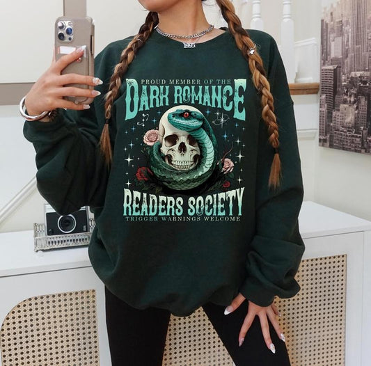 Dark Romance Readers Society Sweatshirt, Readers Society Hoodie, Fantasy Reader Shirt, Book Lover Gift Unisex Soft...
