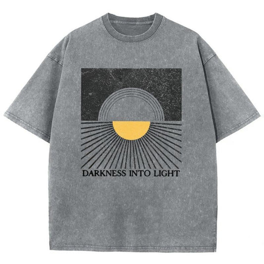 Darkness Into Light Unisex Washed T-Shirt, Christian Jesus  t shirts, Vintage 90s Graphic Tee Gift Cotton Top, Mineral...