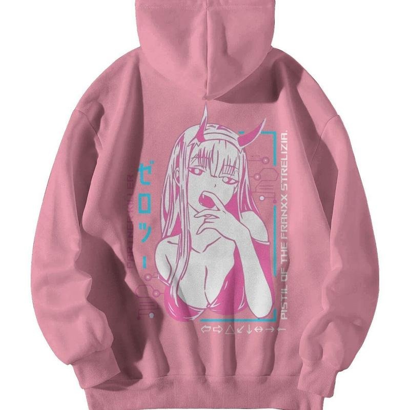 Darling in The Franxx 002 Zero Two Unisex Hoodie, Japanese Anime 90s Graphic Hoodie, Ghibli Cartoon Shirts, Anime Lover...