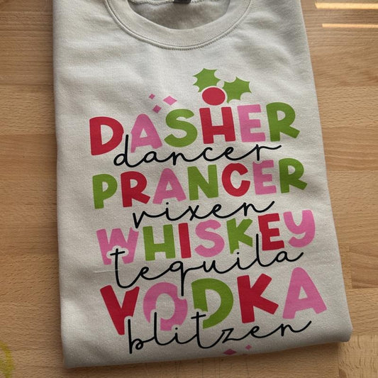 Dasher Dancer Whiskey Vodka Sweatshirt T-Shirts, Hoodie | WearSparks.com