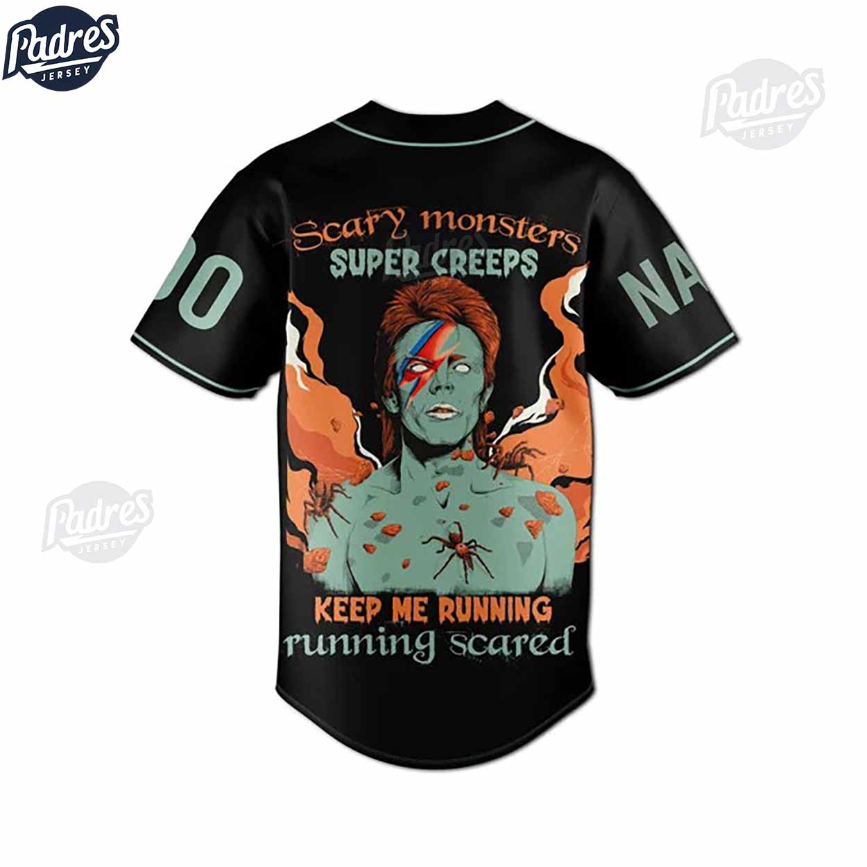 David Bowie Scary Monsters Super Creeps Custom Baseball Jersey - Padres Jersey Oasis: Elevate Your Baseball... (Image 3)