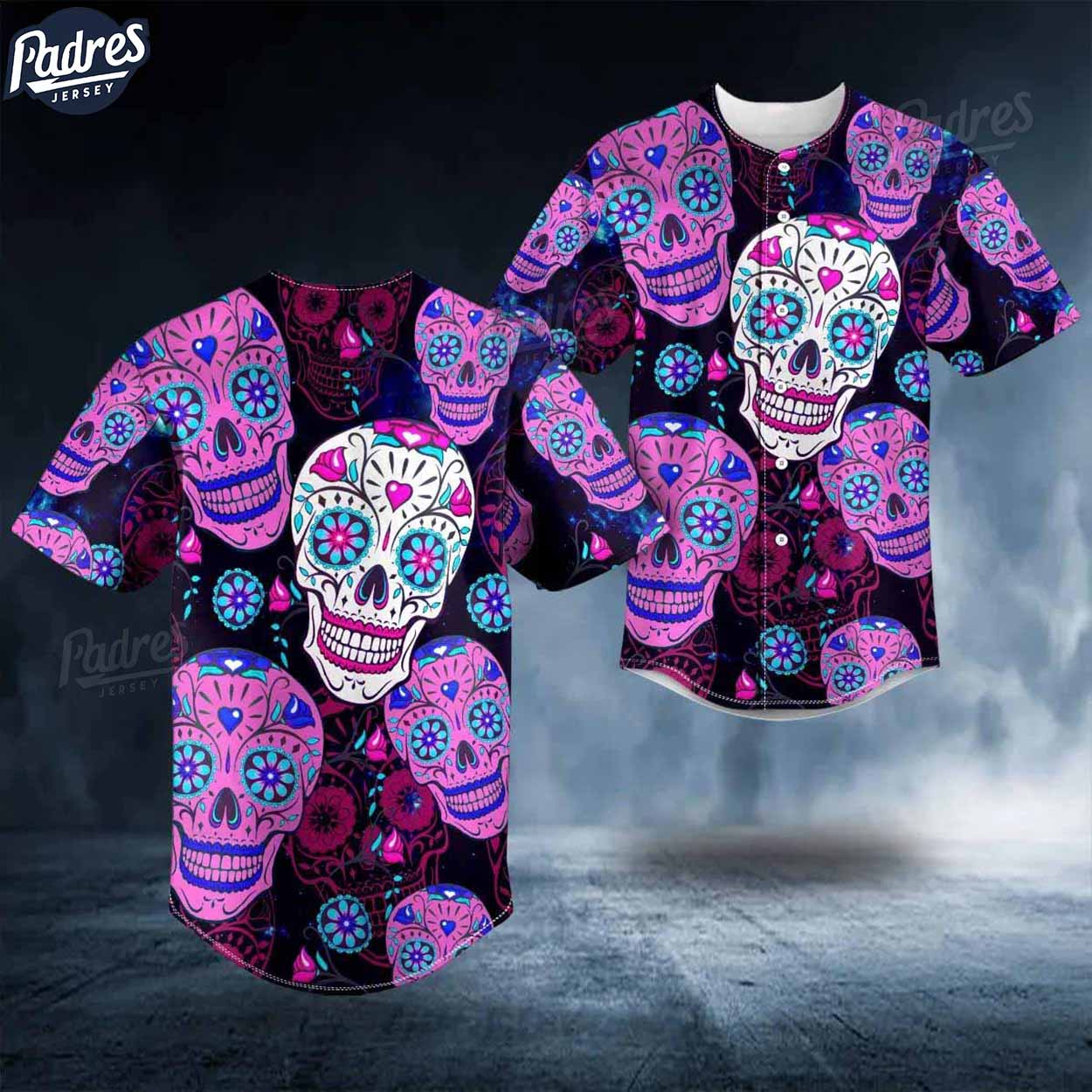 Day Of The Dead Purple Pattern Skull Baseball Jersey - Padres Jersey Oasis: Elevate Your Baseball Style Game T-Shirts,...