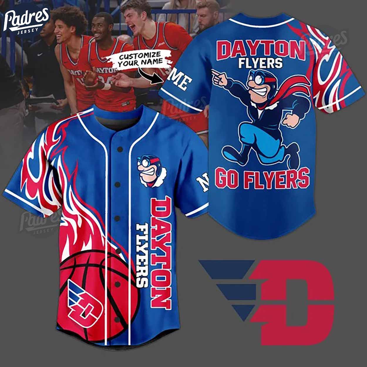 Dayton Flyers Basketball Team Custom NCAA Baseball Jersey - Padres Jersey Oasis: Elevate Your Baseball Style... (Image 1)