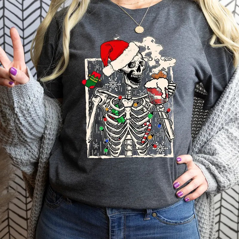 Dead Inside Skeleton Christmas Shirt Coffee Lover Christmas Gift Fall Shirt Sarcastic Christmas Gift Skeleton Feeling...